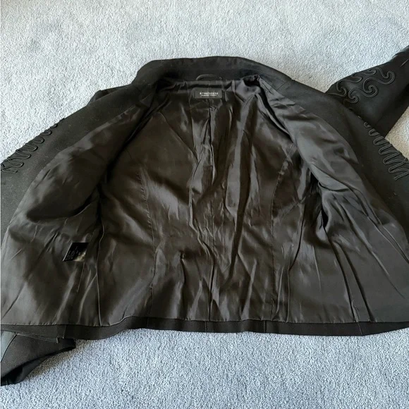 Strenesse Gabriele Strehle Germany Black Wool Cashmere embroidered jacket size 6 - Picture 8 of 9